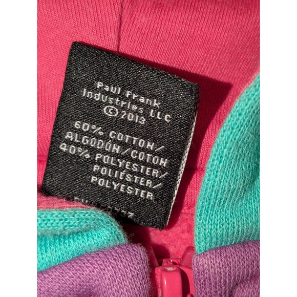 Paul Frank Y2K Julius Monkey Hoodie Rainbow Colorblock Pink Teal 3T - Picture 5 of 6